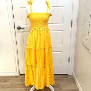 AARON AND AMBER YELLOW LINEN MAXI DRESS  MEDIUM